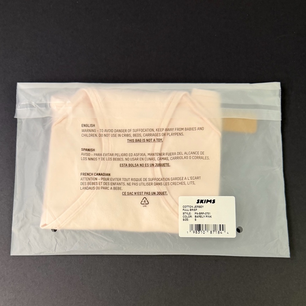 Skims NWT women’s cotton jersey full brief size S “barely pink” - Picture 3 of 4